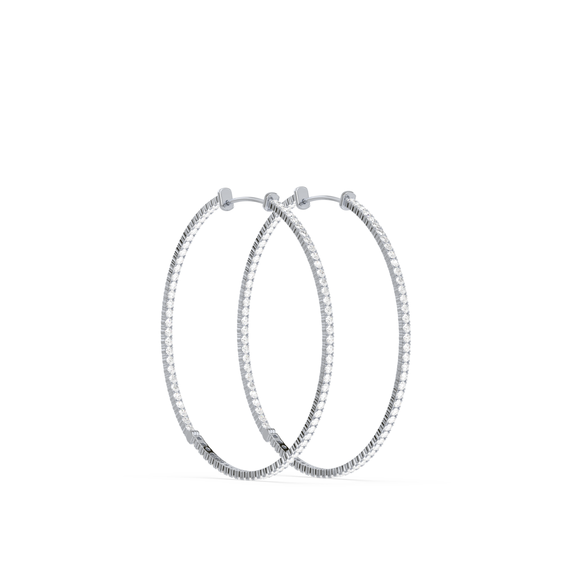 Round Lab-Grown Diamond Hoop Earrings 1 1/2 inch Diameter