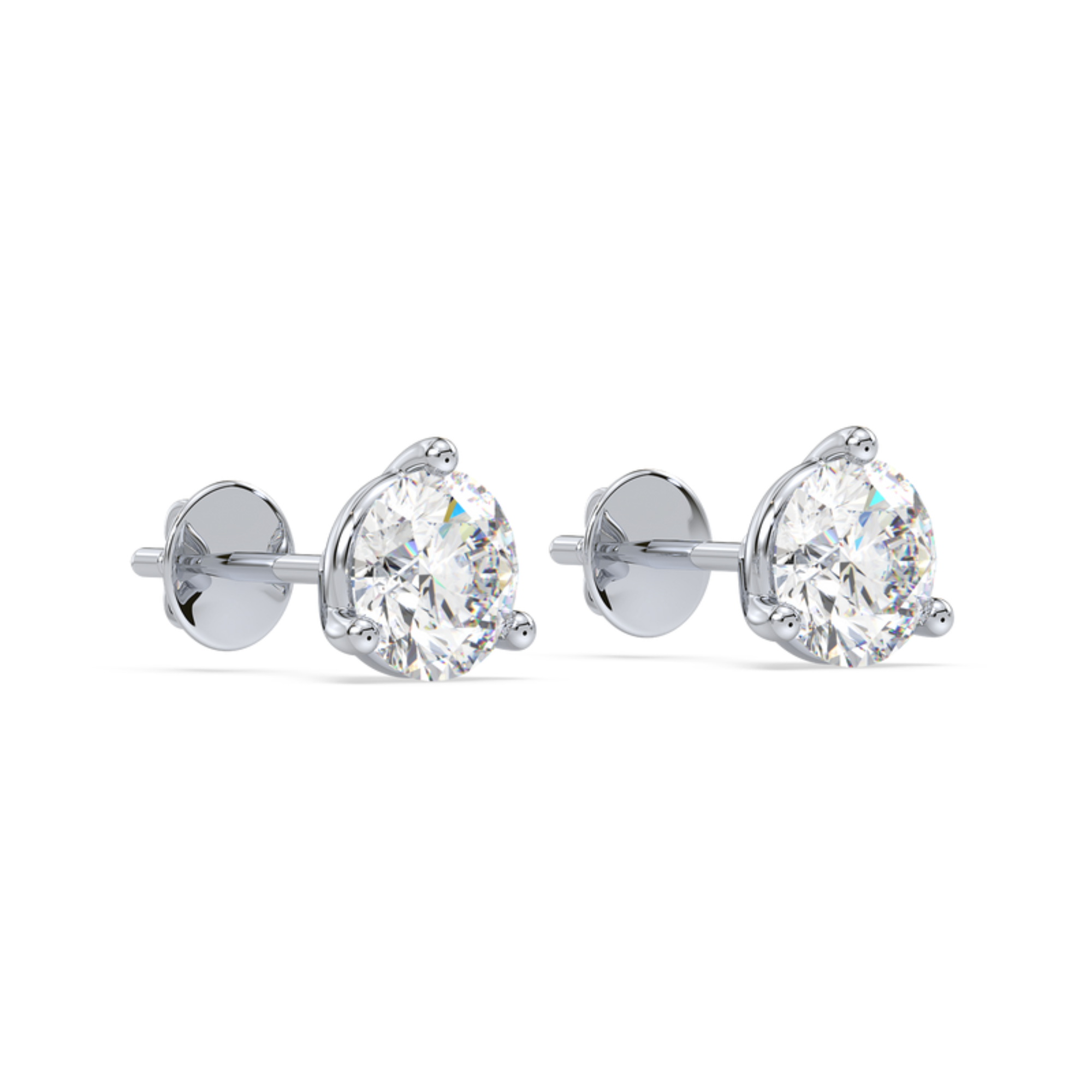 3 Prong Martini Set Diamond Stud Earrings