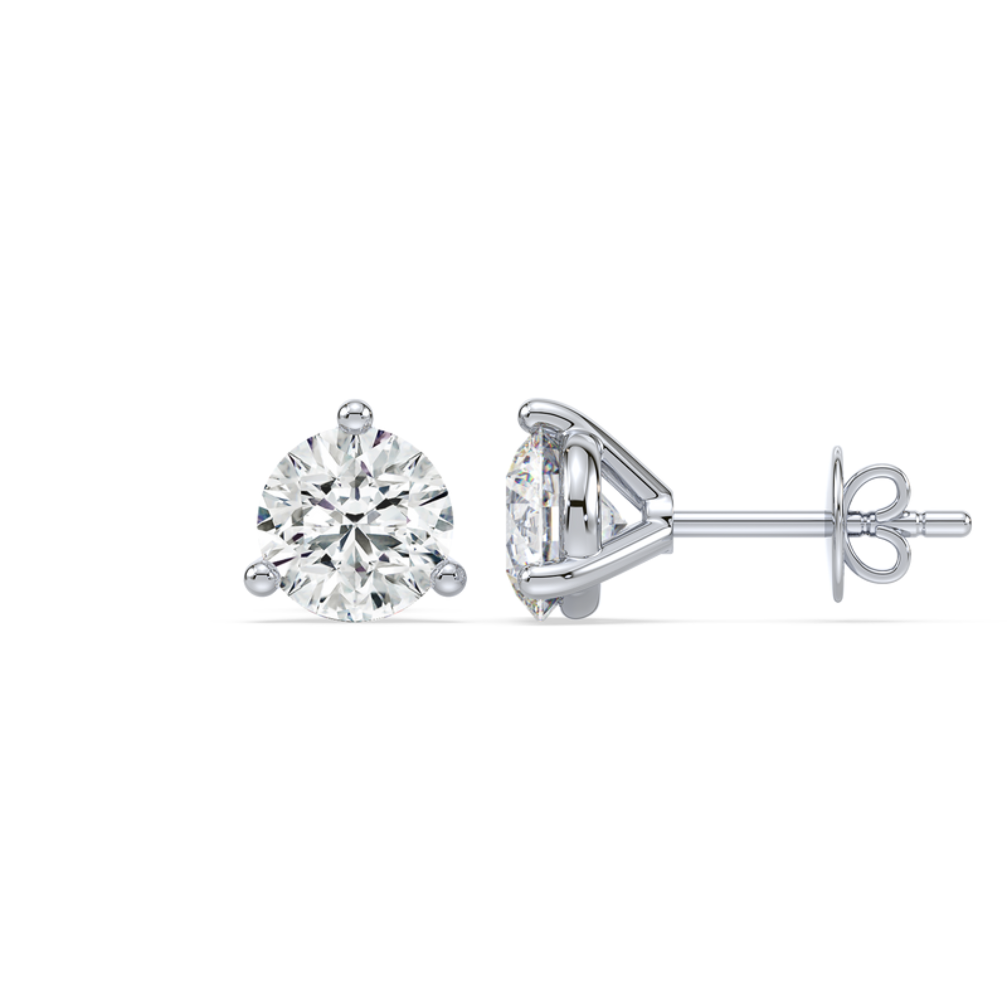 3 Prong Martini Set Diamond Stud Earrings