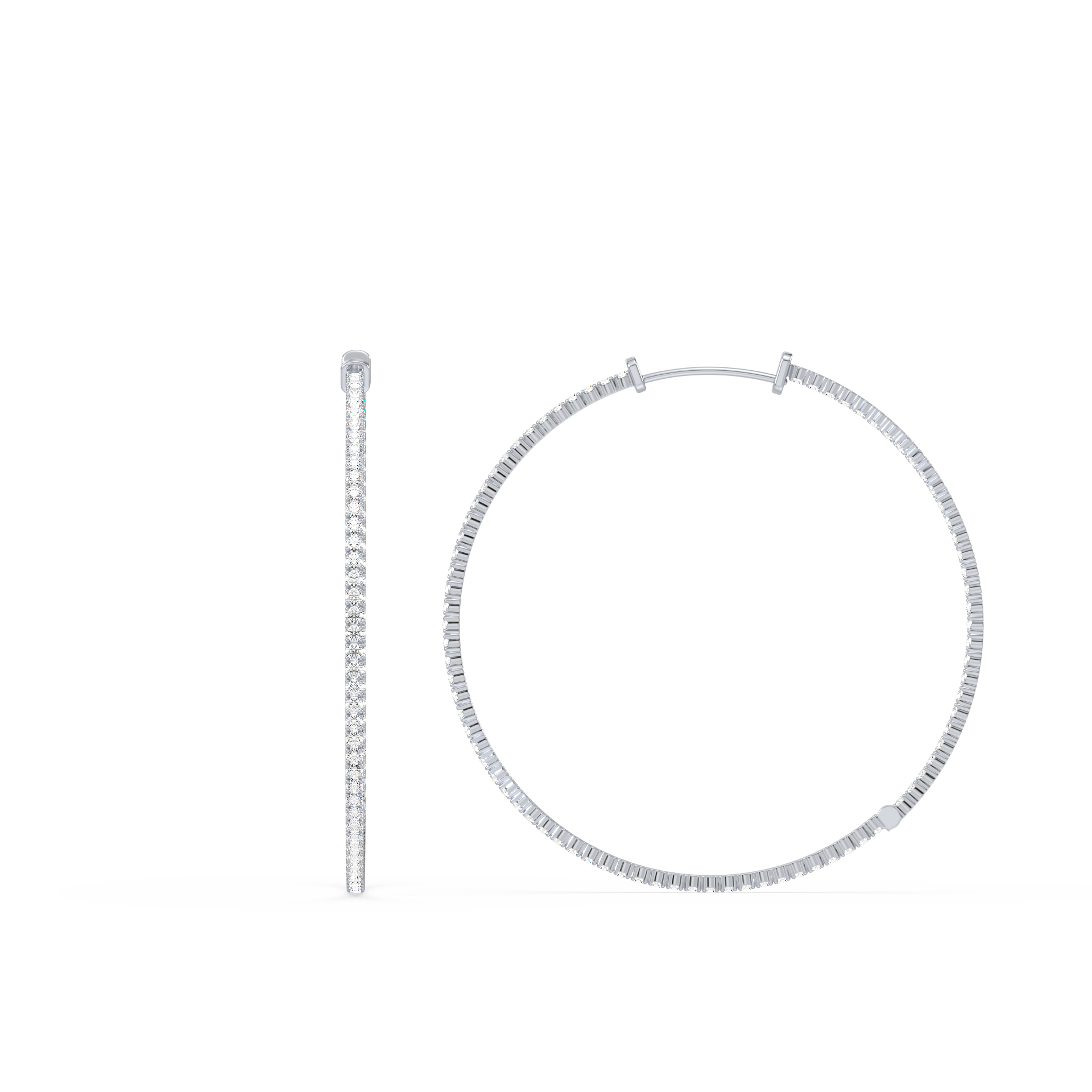 Round Lab-Grown Diamond Hoop Earrings 1 1/2 inch Diameter