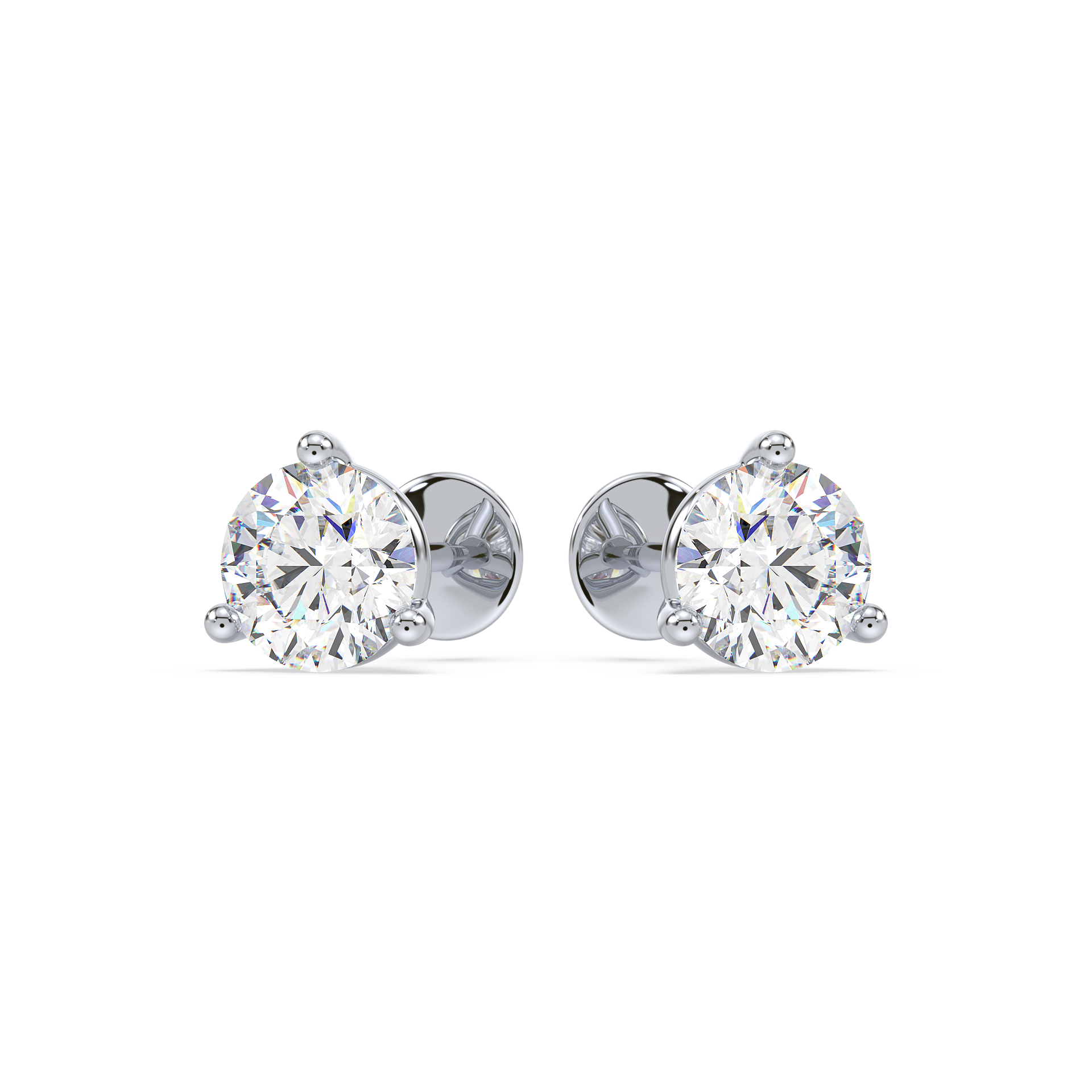 3 Prong Martini Set Diamond Stud Earrings