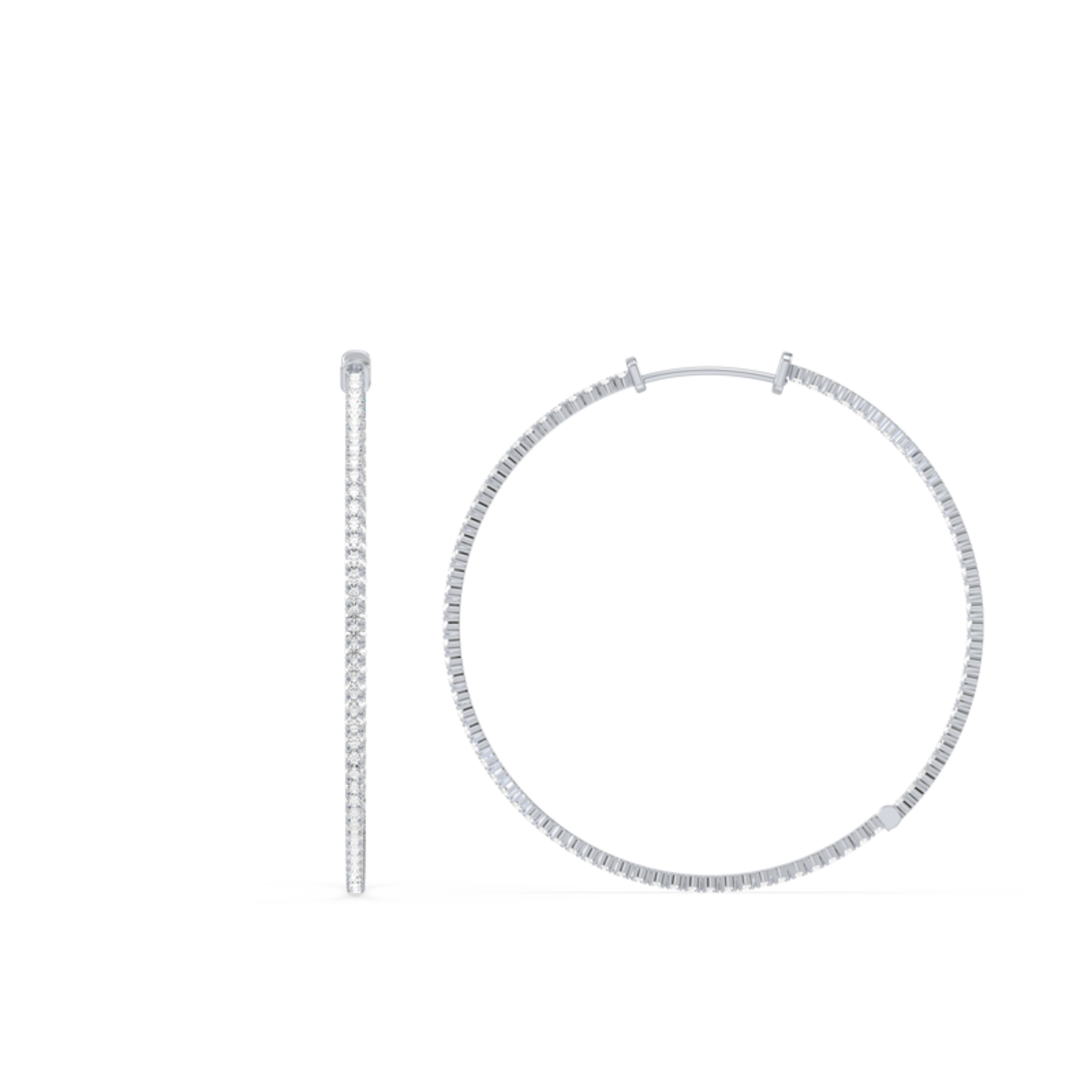 Round Lab-Grown Diamond Hoop Earrings 1 1/2 inch Diameter