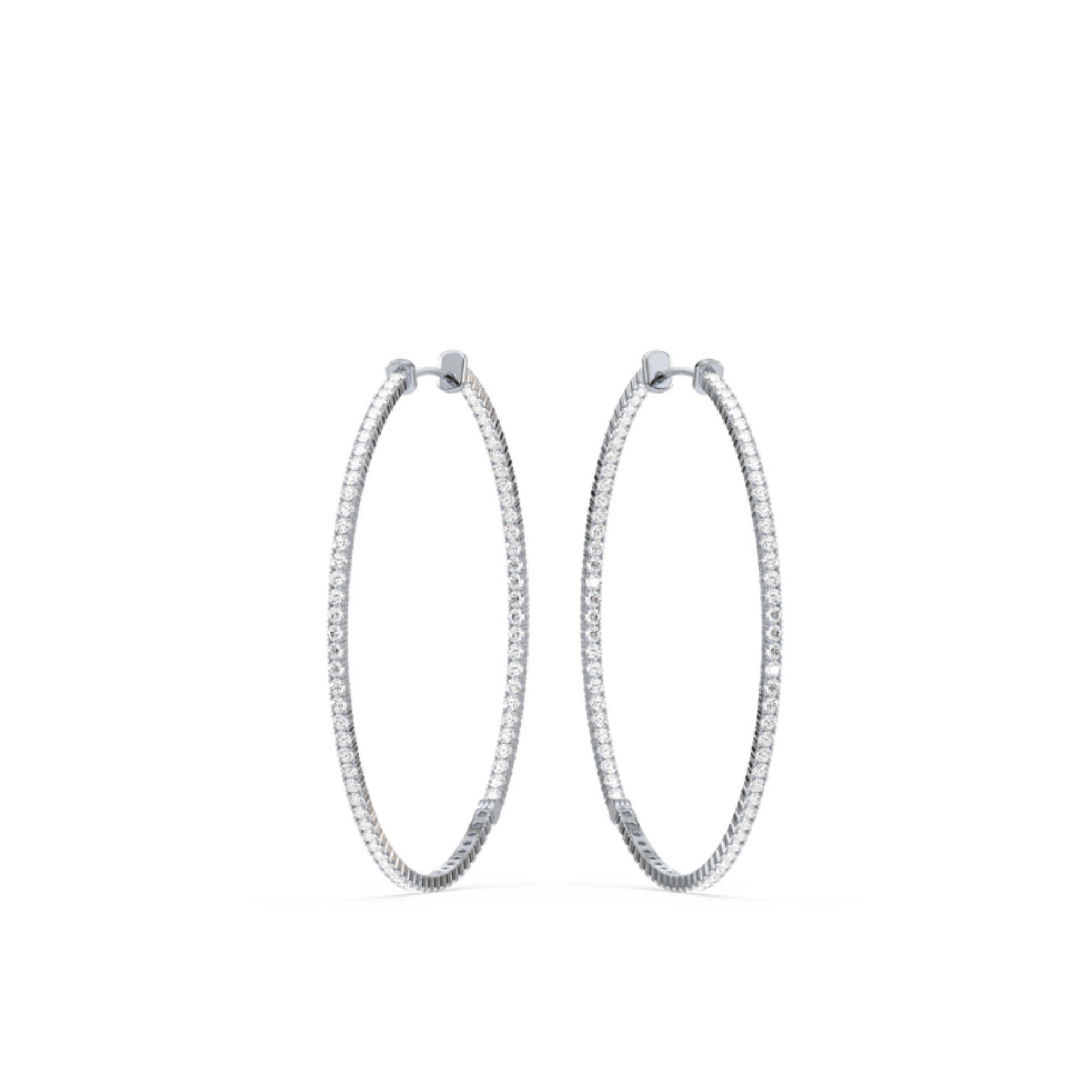 Round Lab-Grown Diamond Hoop Earrings 1 1/2 inch Diameter