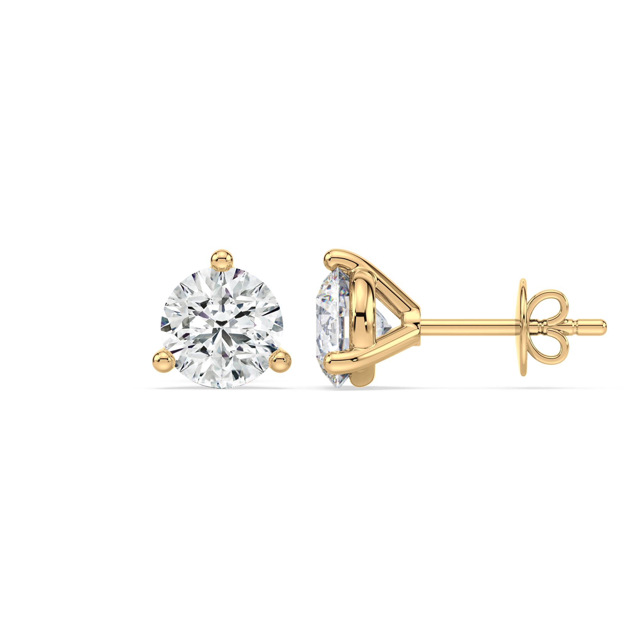 3 Prong Martini Set Diamond Stud Earrings
