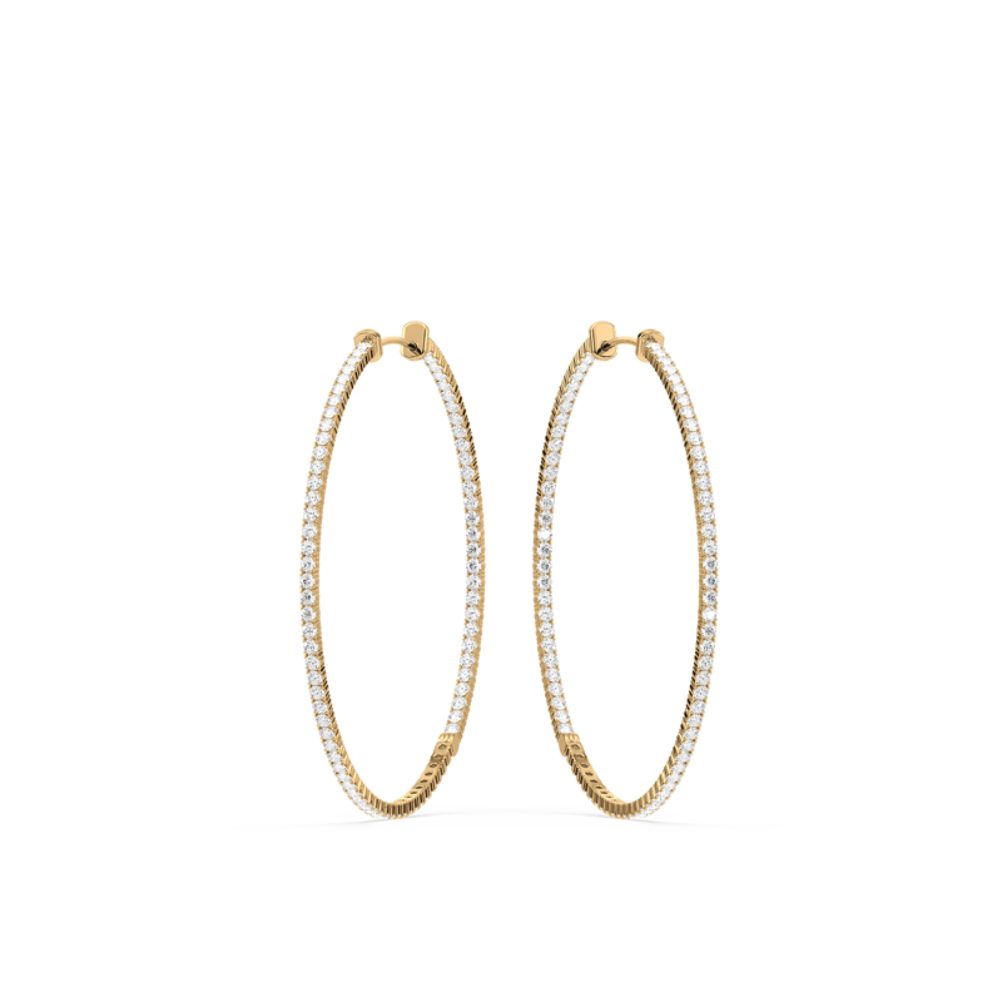 Round Lab-Grown Diamond Hoop Earrings 1 1/2 inch Diameter