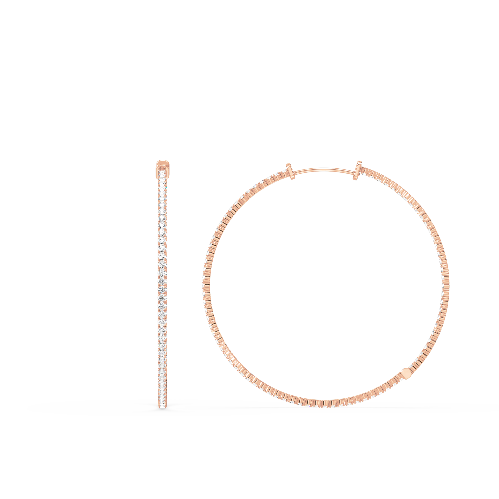 Round Lab-Grown Diamond Hoop Earrings 1 1/2 inch Diameter