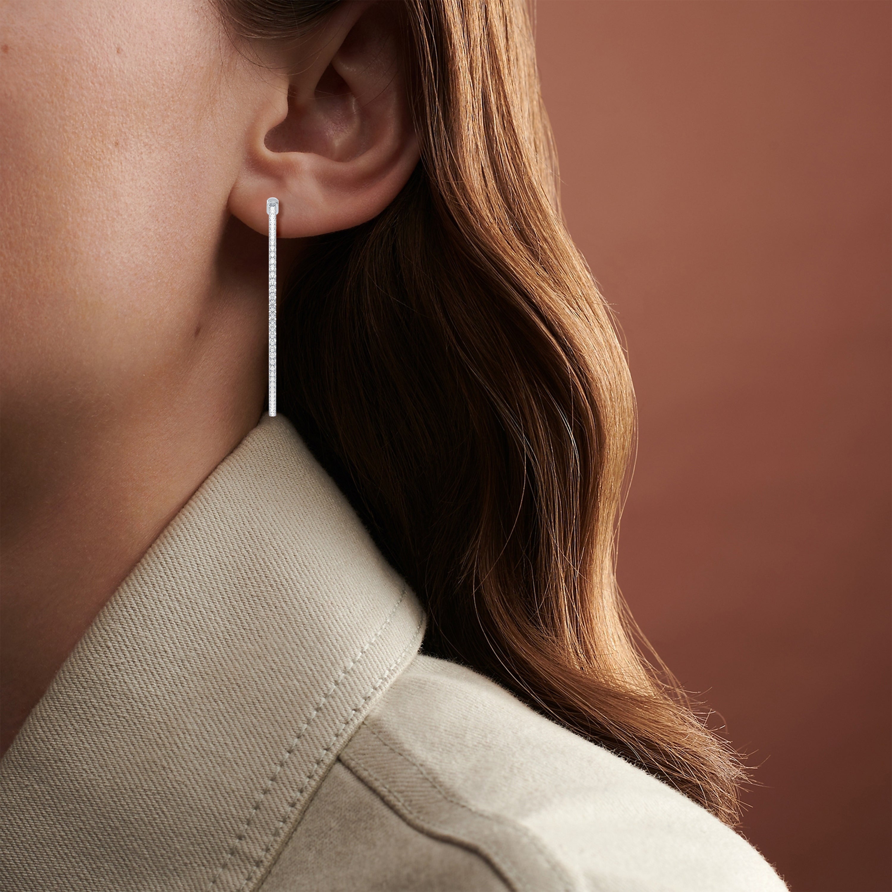 Round Lab-Grown Diamond Hoop Earrings 1 1/2 inch Diameter