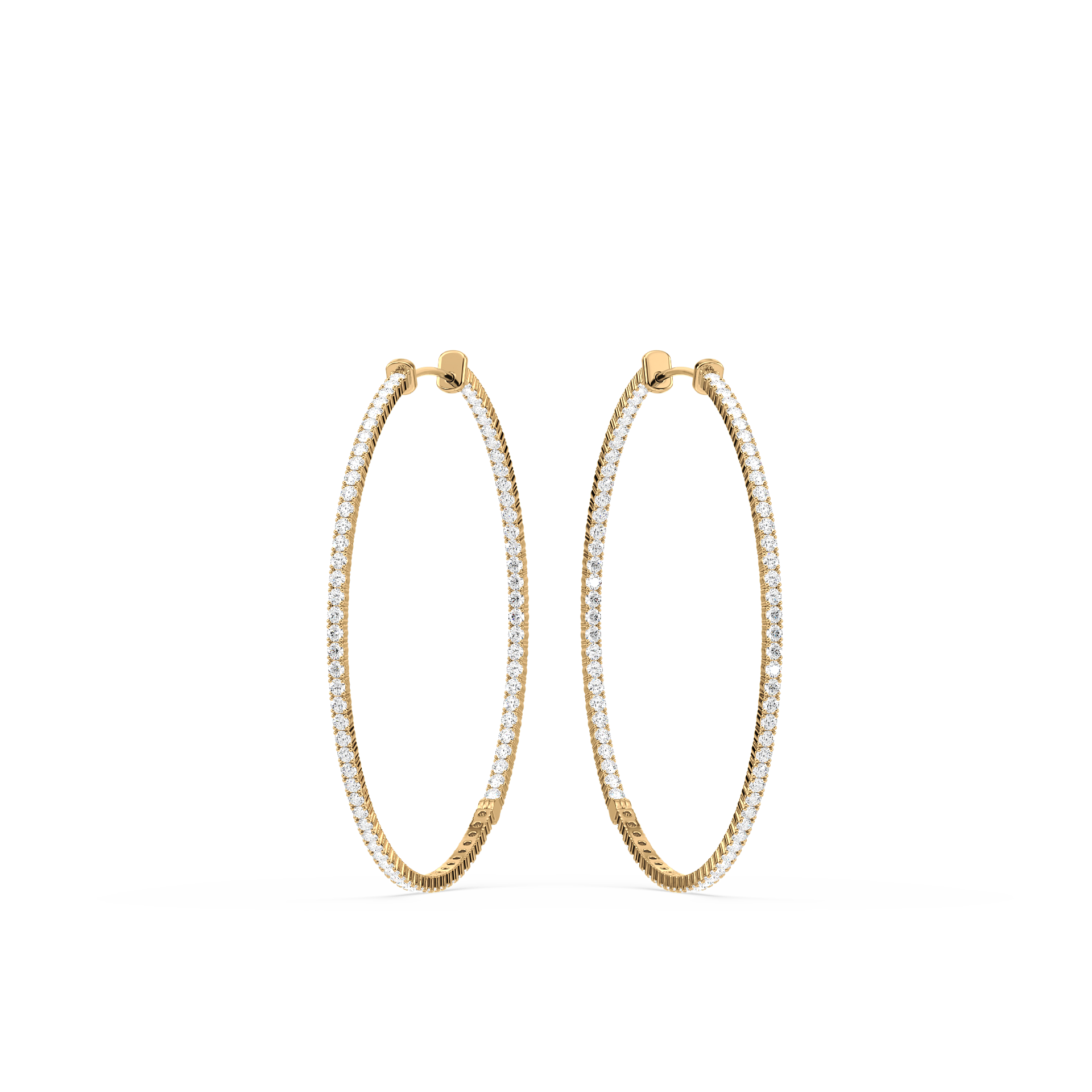 Round Lab-Grown Diamond Hoop Earrings 1 1/2 inch Diameter