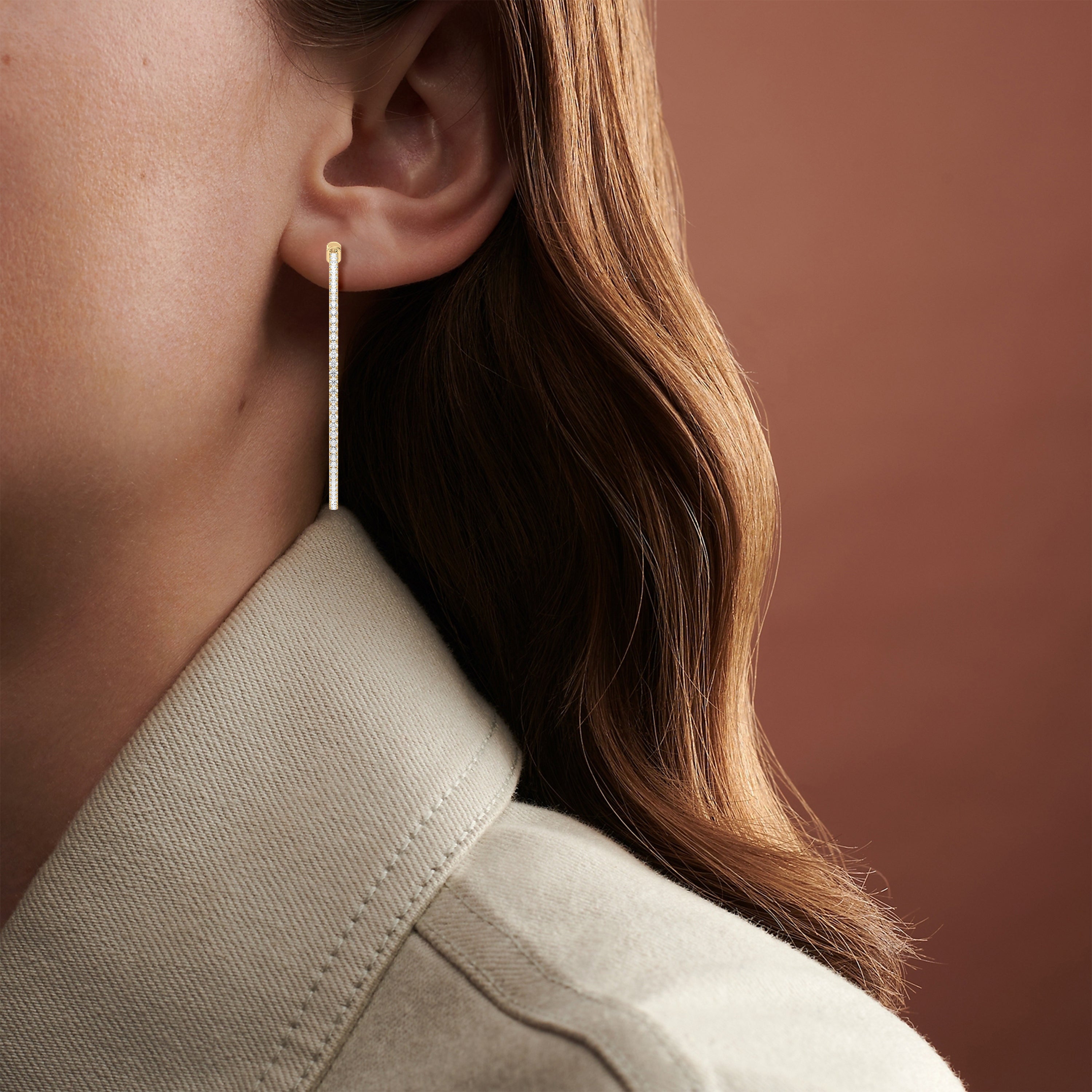Round Lab-Grown Diamond Hoop Earrings 1 1/2 inch Diameter