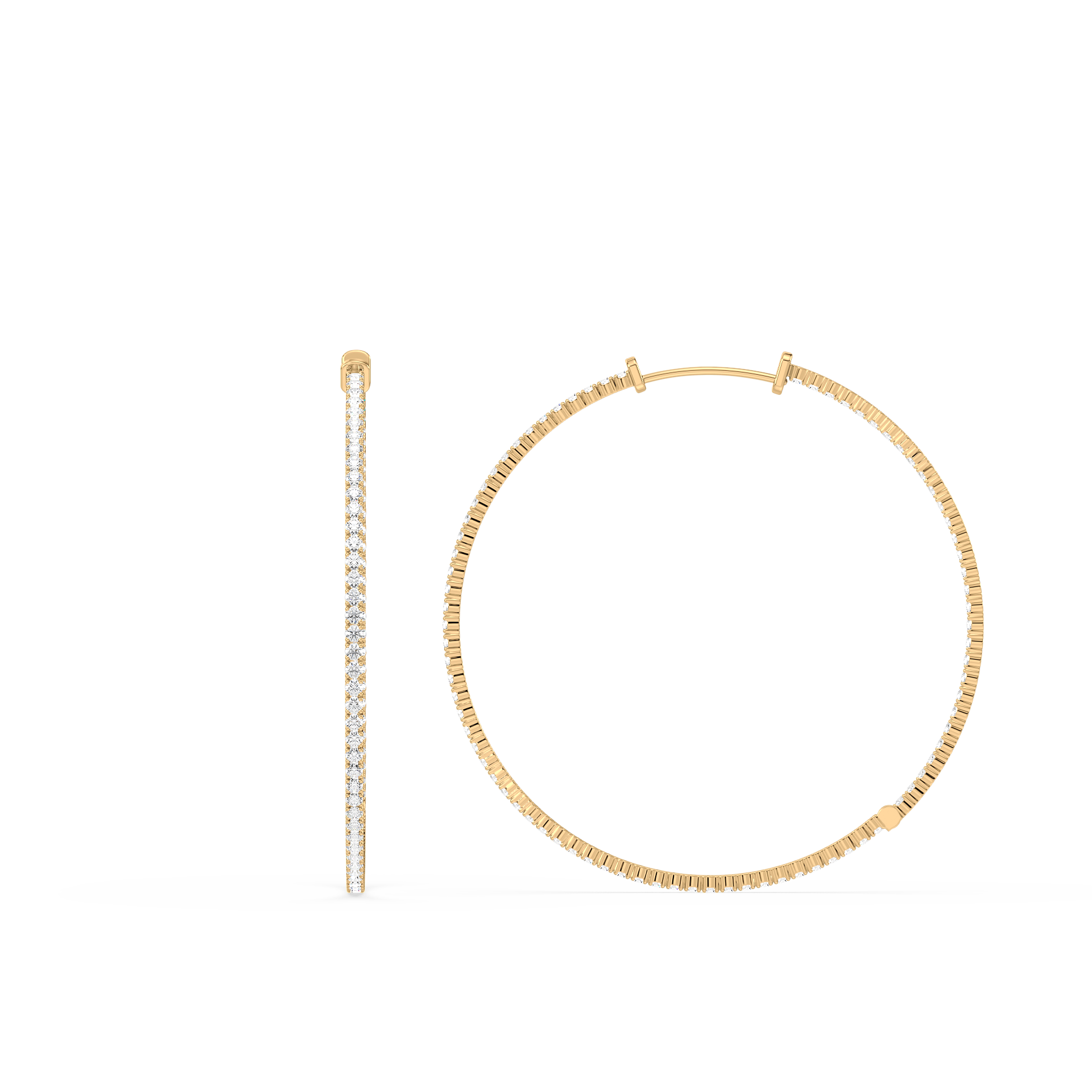 Round Lab-Grown Diamond Hoop Earrings 1 1/2 inch Diameter