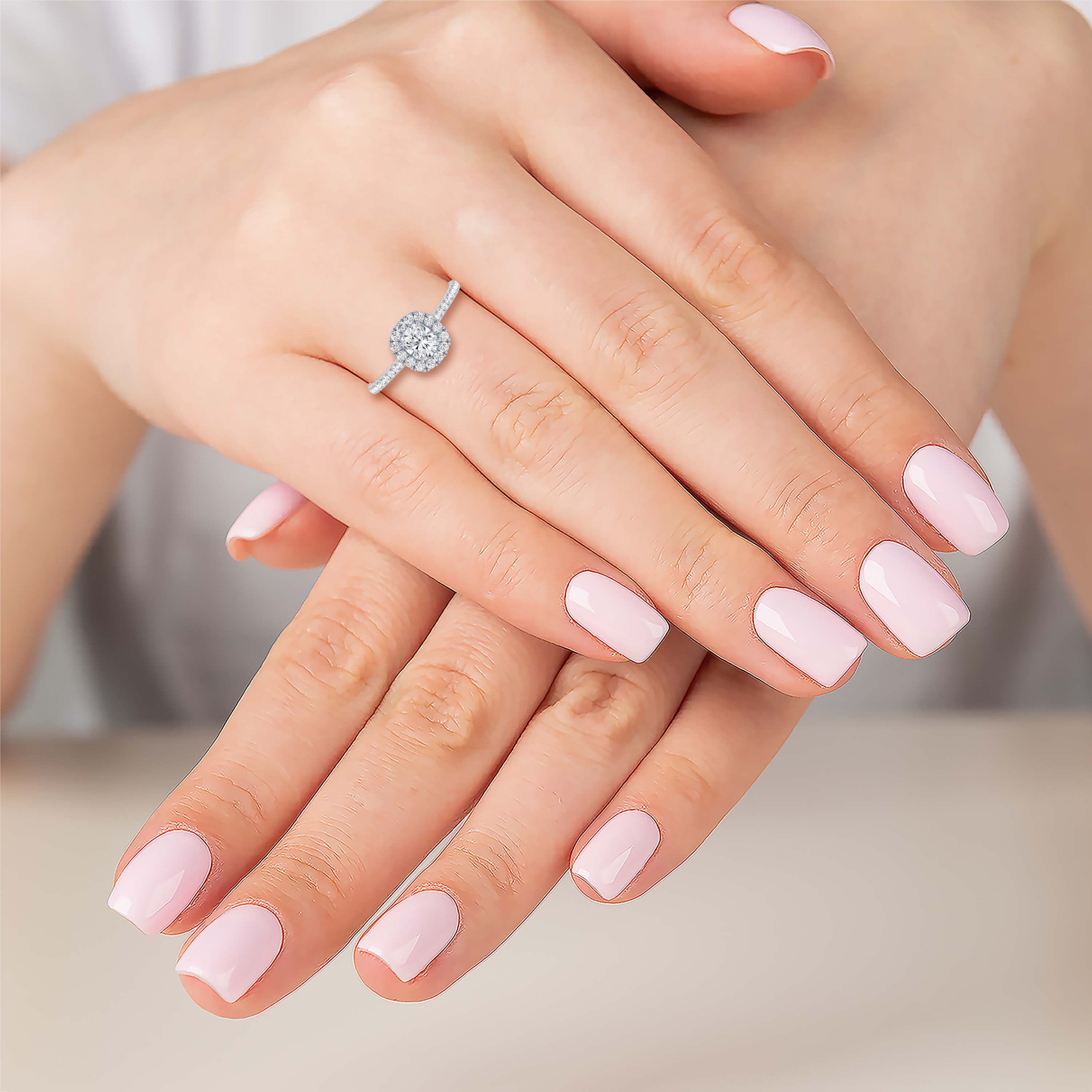 1 Carat Halo Solitaire Accented Lab-Grown Diamond Engagement Ring