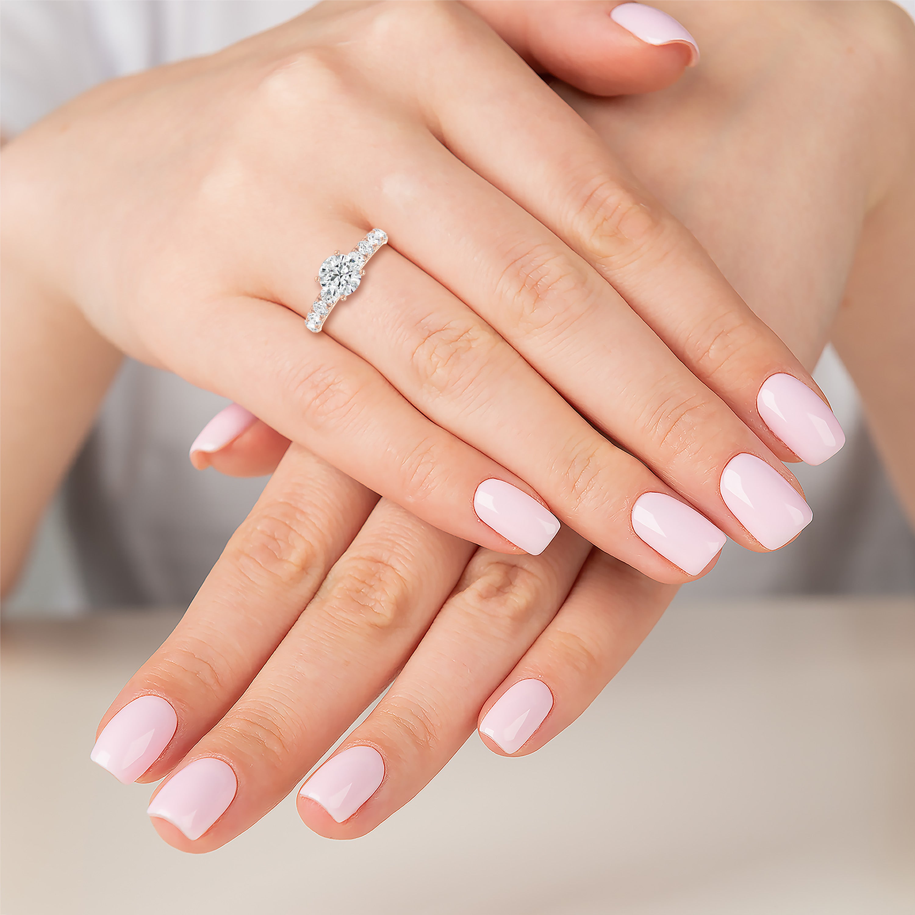 1 Carat Solitaire Accented Lab-Grown Diamond Engagement Ring